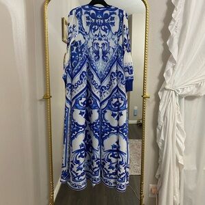 Elegant Blue and White Maxi Dress